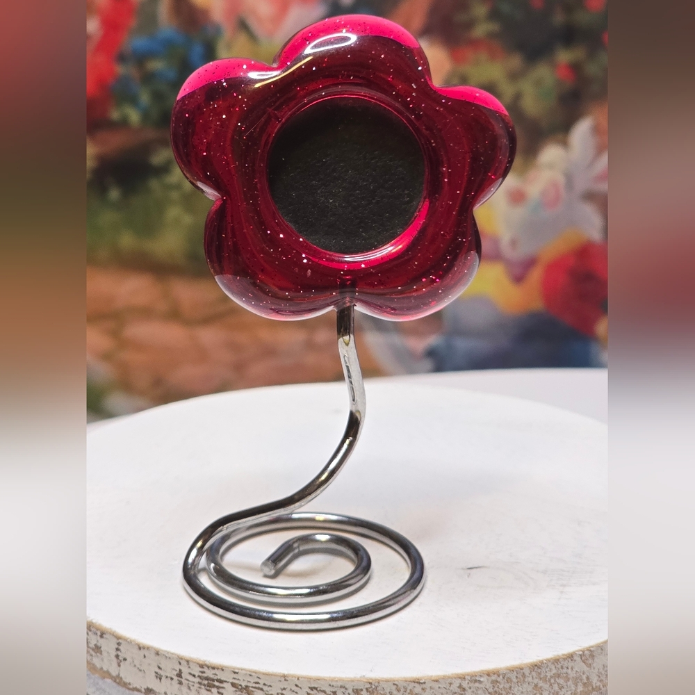 Red Flower Tiny Photo Frame with Spiral Metal Stand [ Read Details ]